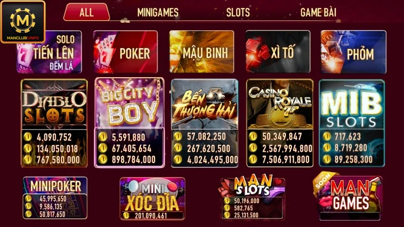 Hệ thống cung cấp đủ thể loại game đổi thưởng hấp dẫn